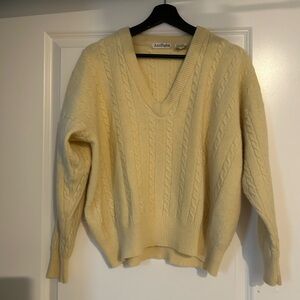 Ann Taylor V-Neck Sweater in Cream